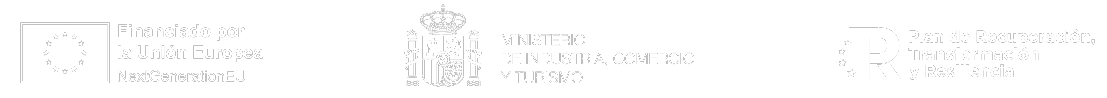 Logos de los cofinanciadores: Financiado por la Unión Europea - NextGenerationEU; Ministerio de Industria, Comercio y Turismo de España; y Plan de Recuperación, Transformación y Resiliencia.